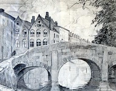 Puente des Auguntins 1936 lápiz sobre papel 47 X 37 cm