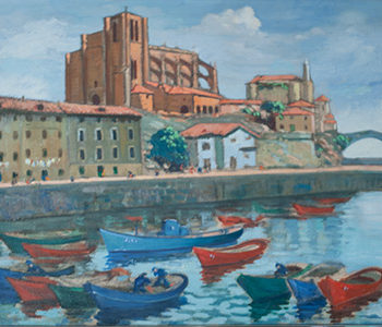 Puerto pesquero 1965 oleo/lienzo 88 X 98 cm